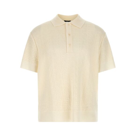 Balmain Men's Monogram Jacquard Polo Shirt